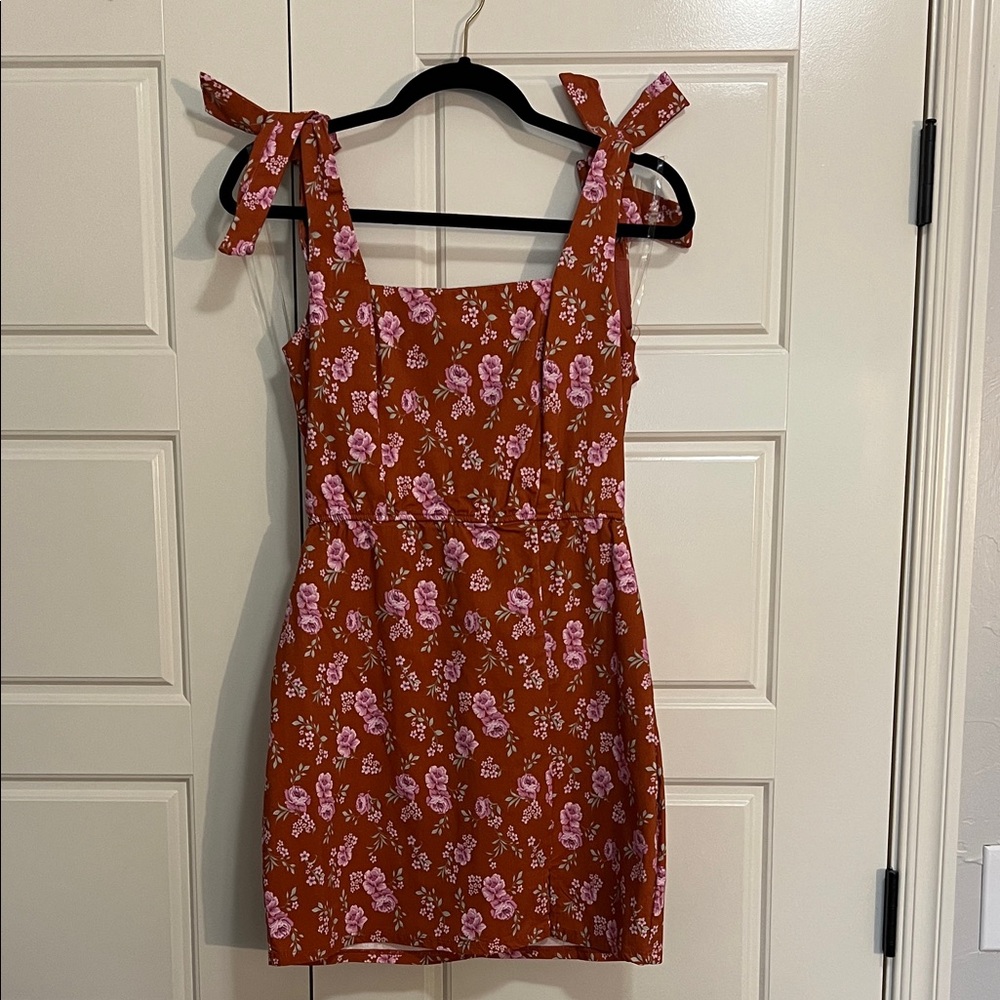 Floral Mini Dress w/ Tie Straps